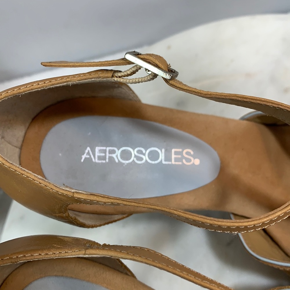 AEROSOLES TAN & LIGHT GRAY HEELS - SZ 6 B - Picture 9 of 14